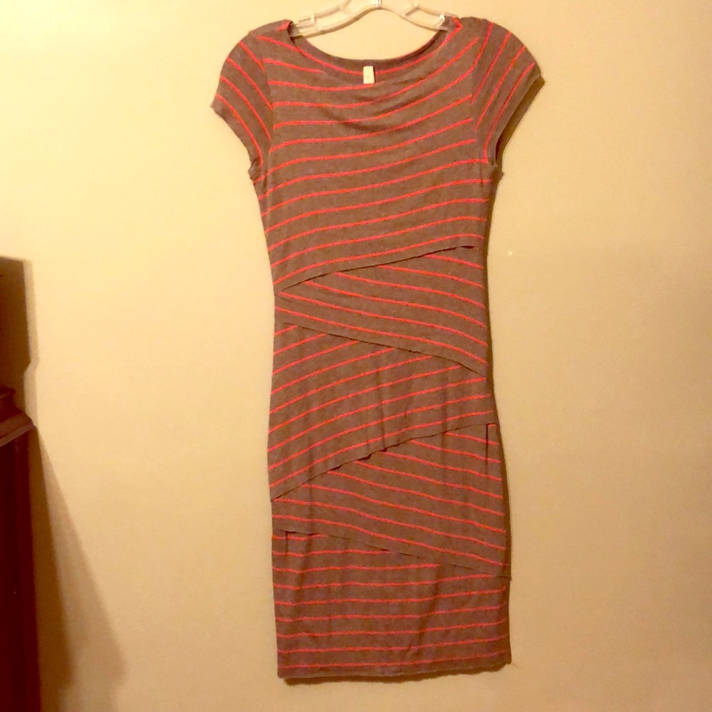 Bailey 44 grey and pink striped tube dress.